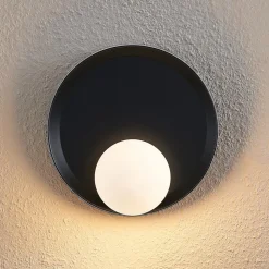 Lucande Andelina vegglampe, rund, svart