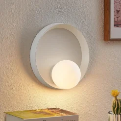 Lucande Andelina vegglampe, rund, hvit