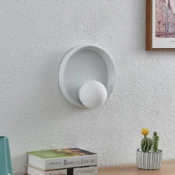 Lucande Andelina vegglampe, rund, hvit