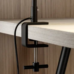 Lucande Angelina klemmelampe, svart/gull, metall, 47 cm