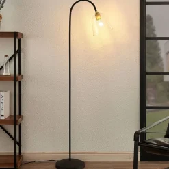 Lucande Anjita gulvlampe, glasskjerm