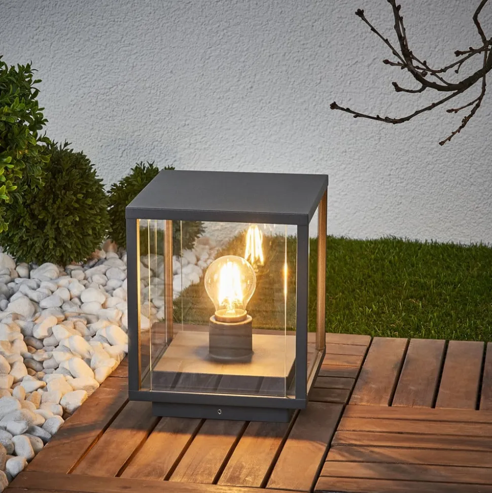 Lucande Annalea sokkellampe, 55 cm, antrasitt, IP54