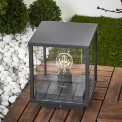 Lucande Annalea sokkellampe, 55 cm, antrasitt, IP54