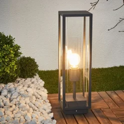 Lucande Annalea sokkellampe, 50 cm, antrasitt, IP54