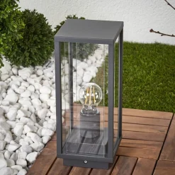 Lucande Annalea sokkellampe, 35 cm, antrasitt, IP54