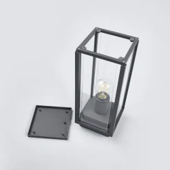 Lucande Annalea sokkellampe, 35 cm, antrasitt, IP54