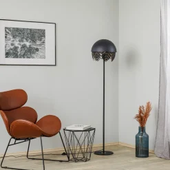 Lucande Aparas gulvlampe, bladlook, svart-gull