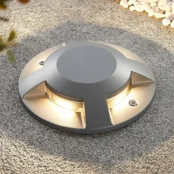 Lucande bakkespot med LED Jeffrey, sølv, 4 lysutganger