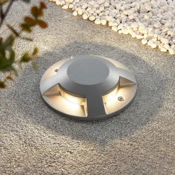 Lucande bakkespot med LED Jeffrey, sølv, 4 lysutganger