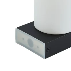 Lucande Basolo vegglampe til bad, svart, høyde 17,2 cm, glass