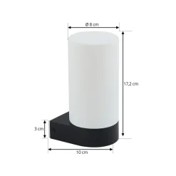 Lucande Basolo vegglampe til bad, svart, høyde 17,2 cm, glass