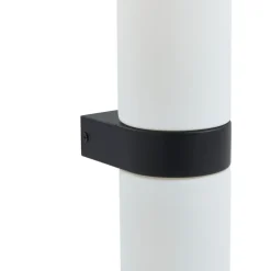 Lucande Basolo vegglampe til bad, svart, høyde 31,5 cm, glass