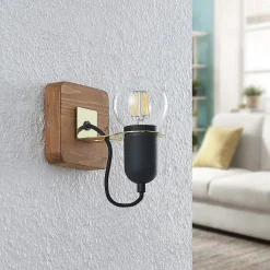 Lucande Becky veggspot i tre, 1 lyskilde, svart