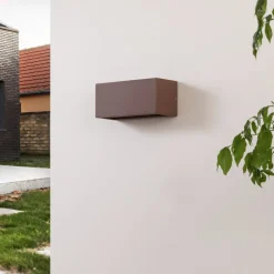 Lucande Bente utendørs vegglampe, rustfarget, aluminium, 11 cm