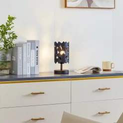 Lucande bordlampe Aeloria, svart, jern, Ø 12 cm, E27