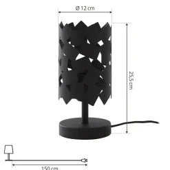 Lucande bordlampe Aeloria, svart, jern, Ø 12 cm, E27
