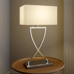 Lucande bordlampe Evaine, krom/hvit, metall, 66 cm, E27