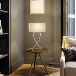 Lucande bordlampe Evaine, krom/hvit, metall, 66 cm, E27