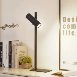 Lucande bordlampe Lysias, svart, metall, høyde 55 cm