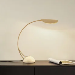 Lucande bordlampe Rivera, beige, metall, stein, 51 cm, G9