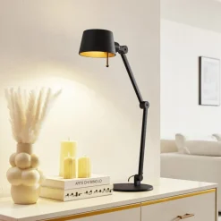 Lucande bordlampe Silka, svart, metall, 93,5 cm høy