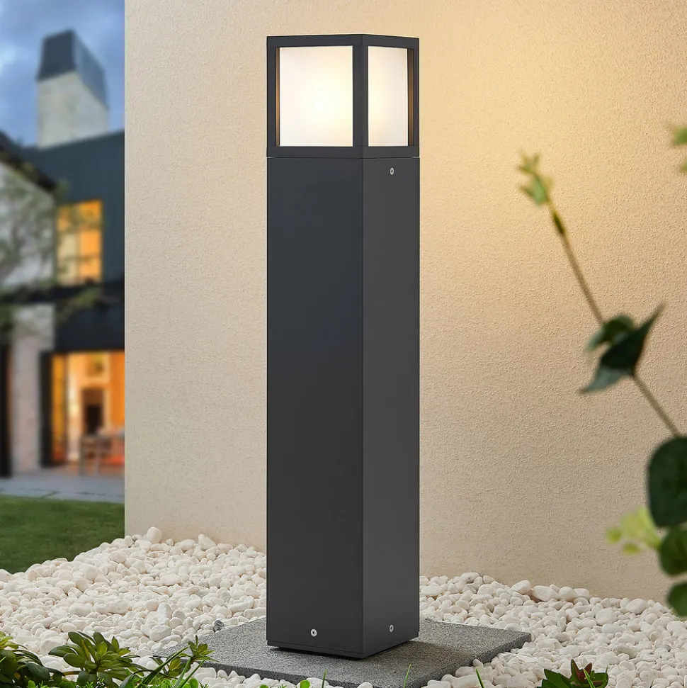 Lucande Dewari veilampe, E27, 65 cm, mørkegrå, IP54