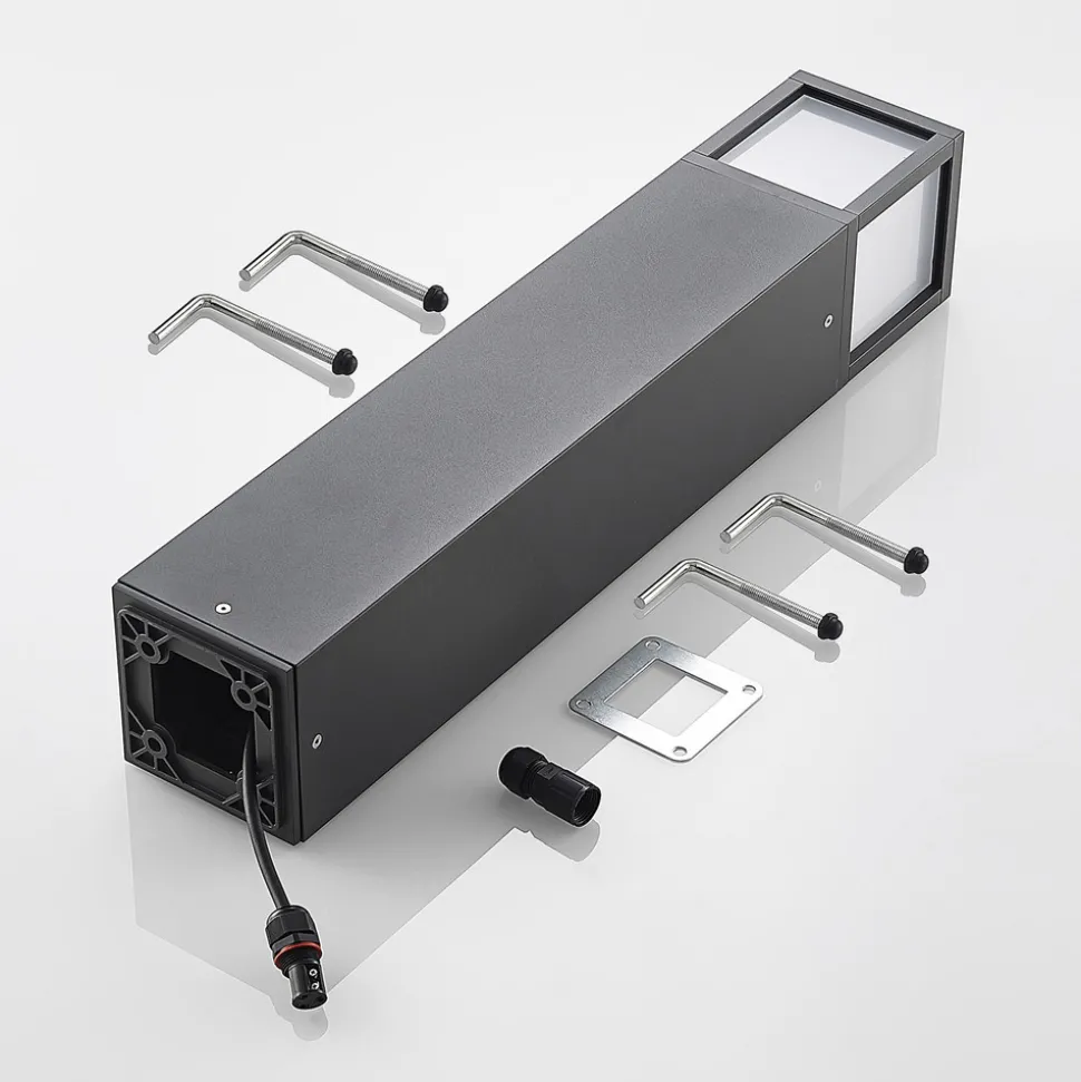 Lucande Dewari veilampe, E27, 65 cm, mørkegrå, IP54