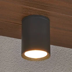 Lucande downlight Minna, antrasitt, 14 cm, IP54, E27