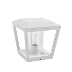 Lucande Dunia sokkellampe, hvit, metall, 24 cm, E27, IP54