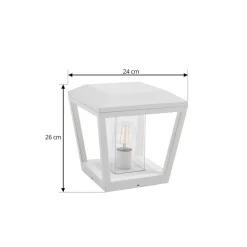 Lucande Dunia sokkellampe, hvit, metall, 24 cm, E27, IP54