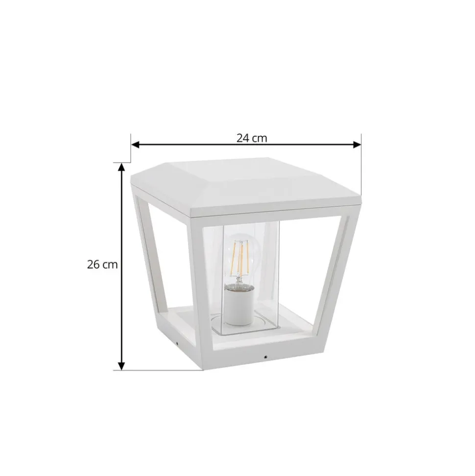 Lucande Dunia sokkellampe, hvit, metall, 24 cm, E27, IP54