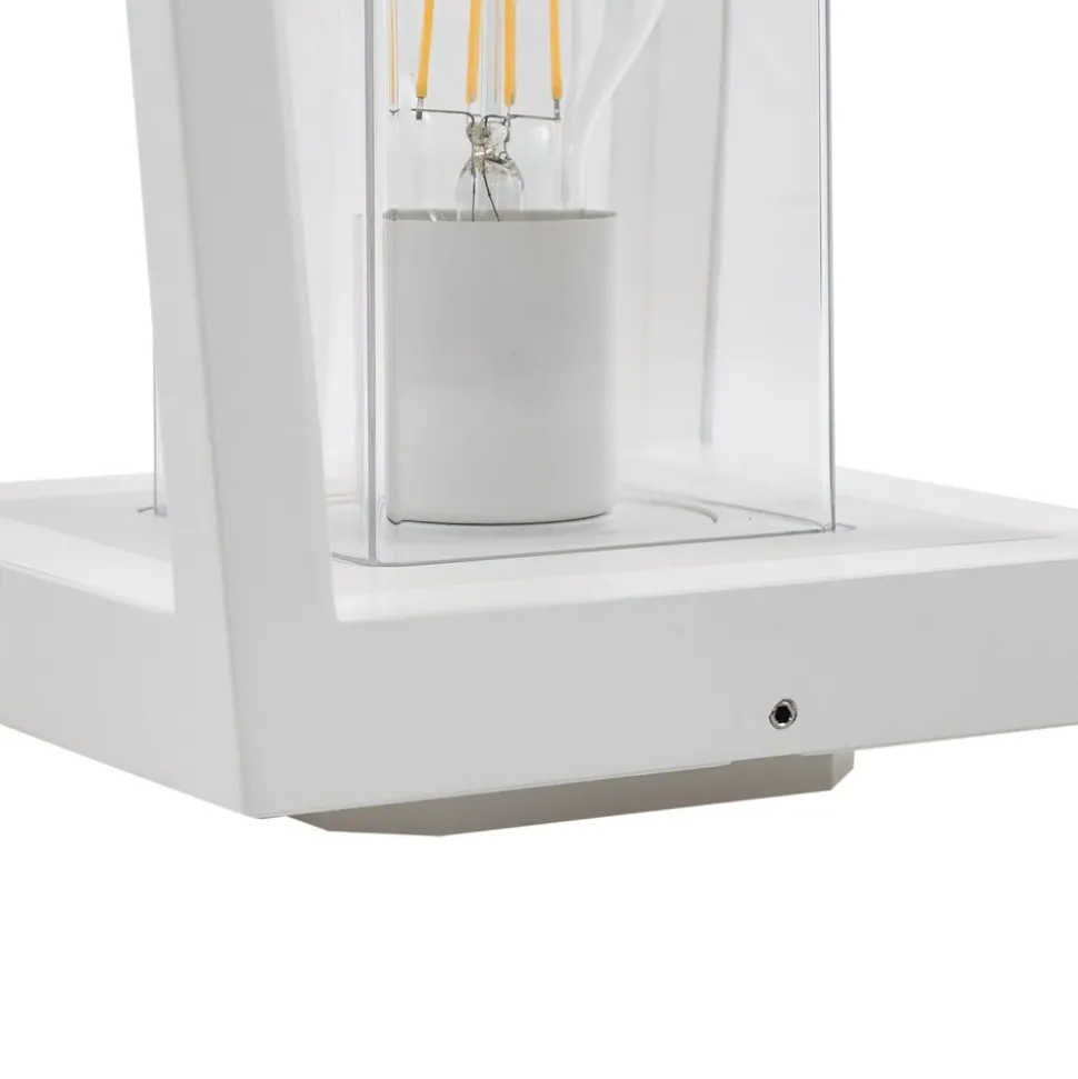 Lucande Dunia sokkellampe, hvit, metall, 24 cm, E27, IP54