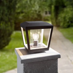 Lucande Dunia sokkellampe, antrasitt, metall, 24 cm, IP54