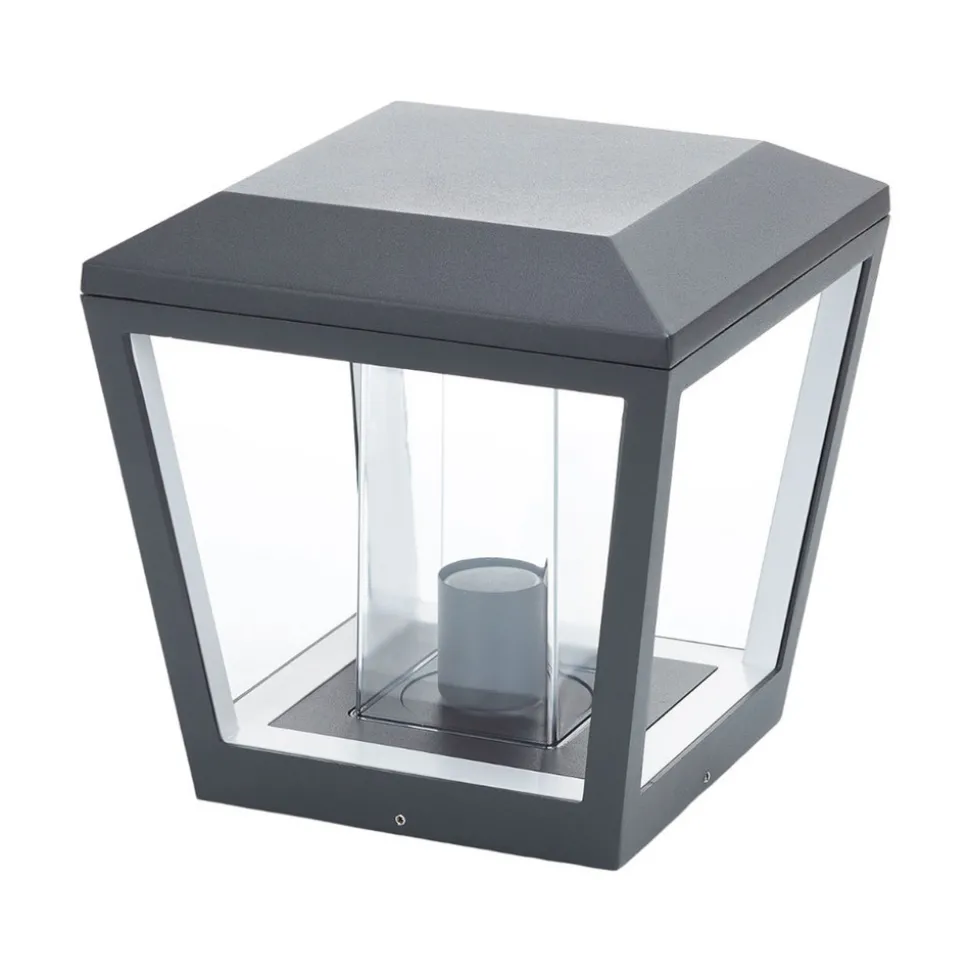 Lucande Dunia sokkellampe, antrasitt, metall, 24 cm, IP54