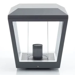 Lucande Dunia sokkellampe, antrasitt, metall, 24 cm, IP54