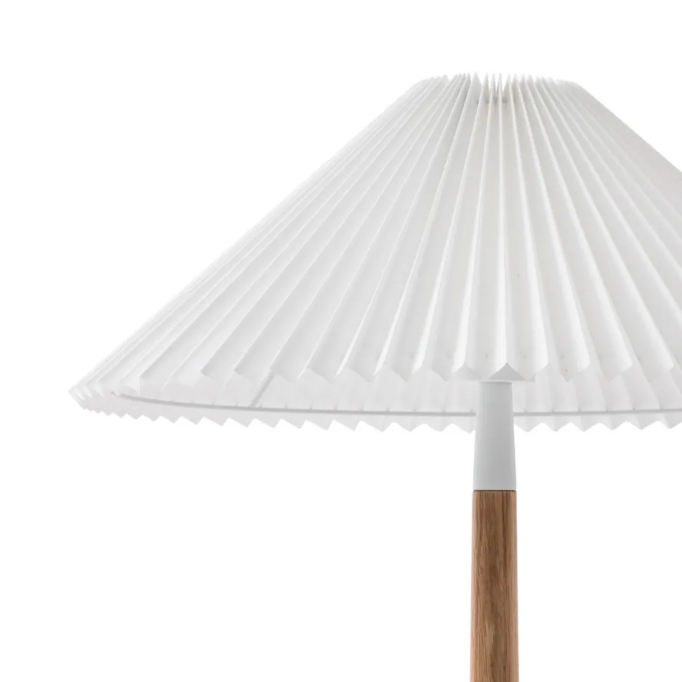 Lucande Ellorin gulvlampe, hvit, tre, Ø 47,5 cm, E27