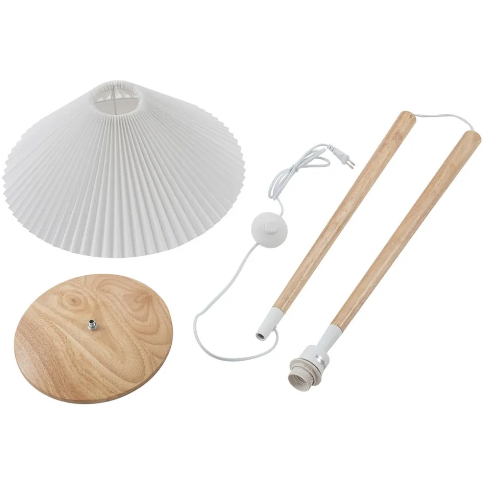 Lucande Ellorin gulvlampe, hvit, tre, Ø 47,5 cm, E27