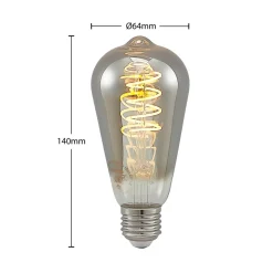 Lucande E27-pære ST64 4W 918 dimbar titan 2 stk