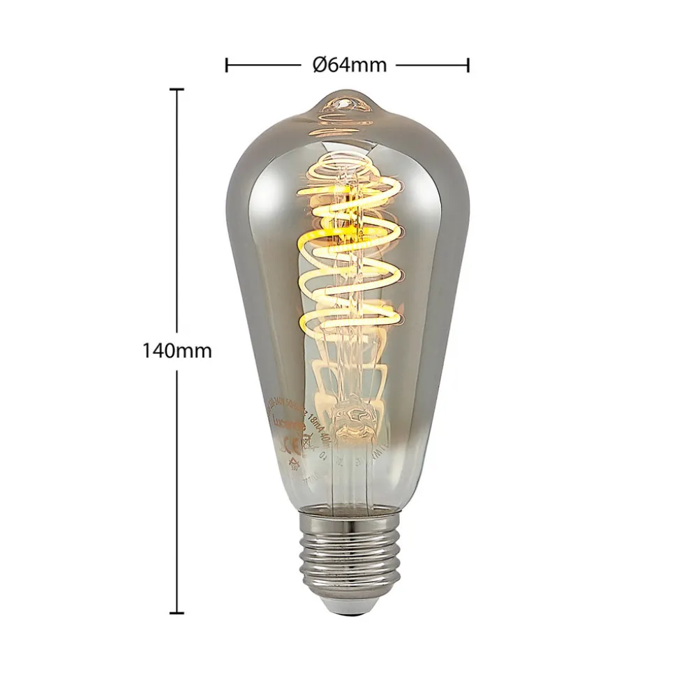 Lucande E27-pære ST64 4W 918 dimbar titan 2 stk