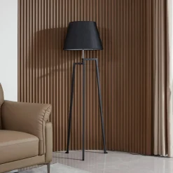 Lucande gulvlampe Amona, svart, tekstil, 150 cm, stativ