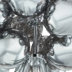 Lucande Gulvlampe Diborah, røykgrå, glass, 150 cm, G9