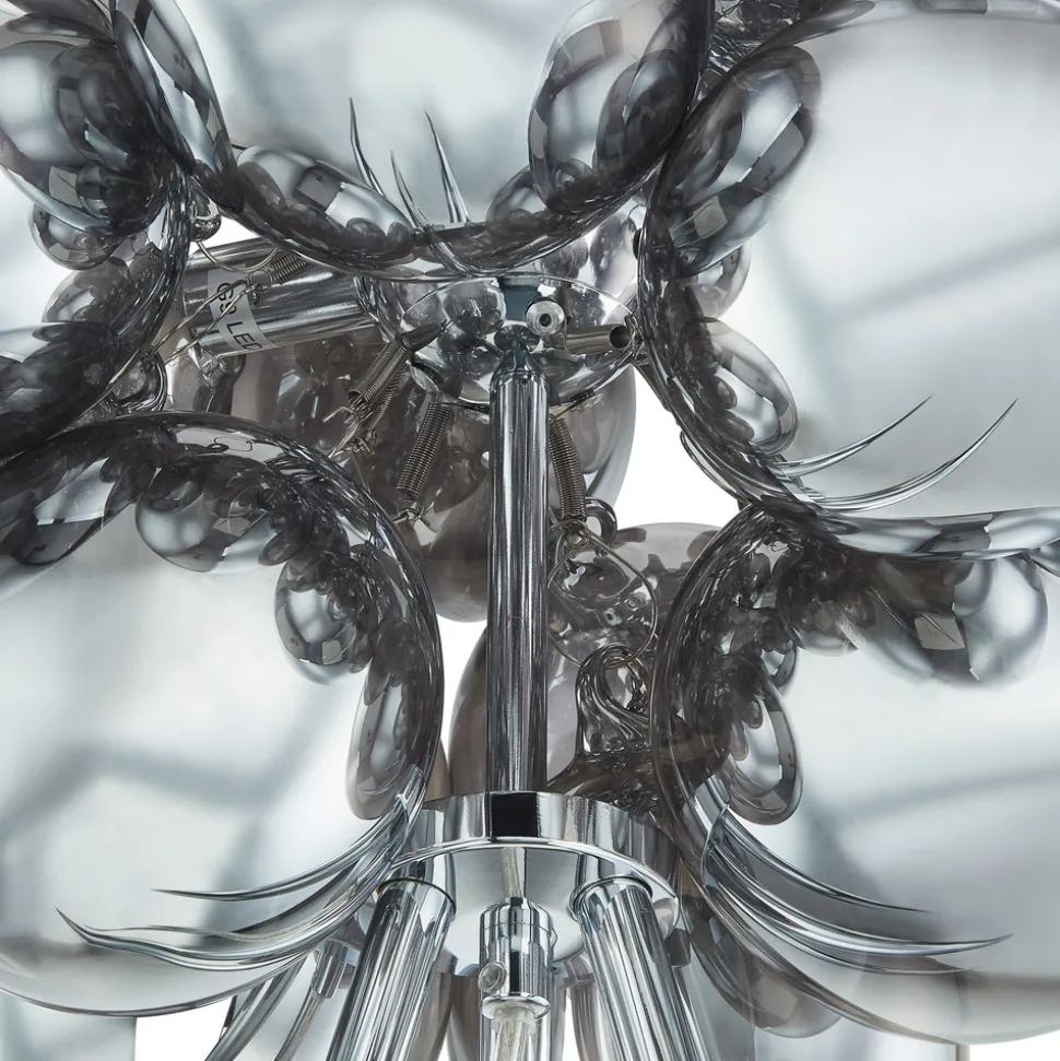 Lucande Gulvlampe Diborah, røykgrå, glass, 150 cm, G9