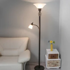 Lucande Gulvlampe Dunja, hvit/rust, metall, leselampe