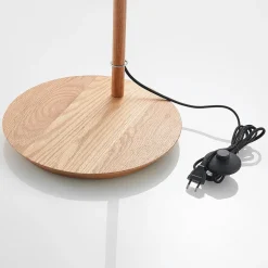 Lucande gulvlampe Jinda, hvit, tre, stoff, 160 cm, E27