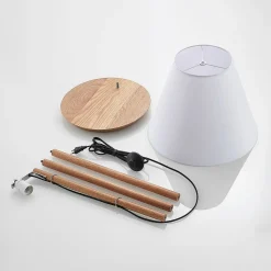 Lucande gulvlampe Jinda, hvit, tre, stoff, 160 cm, E27