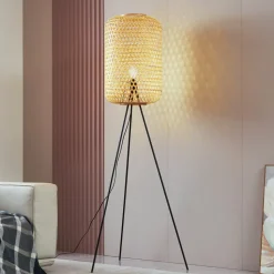 Lucande gulvlampe Jorick, bambus, stativ, høyde 166 cm