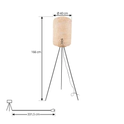 Lucande gulvlampe Jorick, bambus, stativ, høyde 166 cm