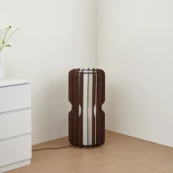 Lucande Gulvlampe Juneta, 75 cm, brun, tre, tekstil