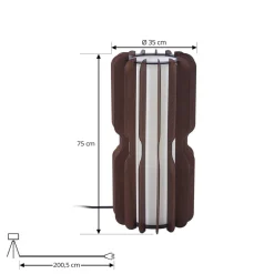 Lucande Gulvlampe Juneta, 75 cm, brun, tre, tekstil