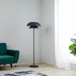 Lucande gulvlampe Kellina, 151 cm, svart, metall, E27